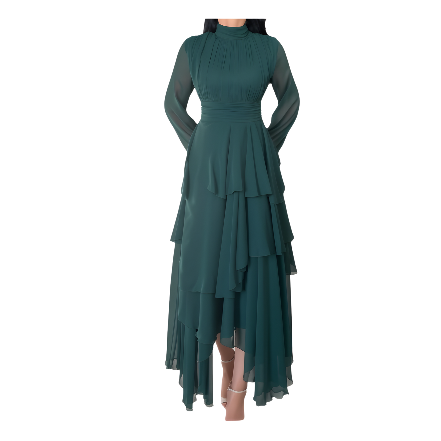 Emerald Elegance Layered Maxi Dress