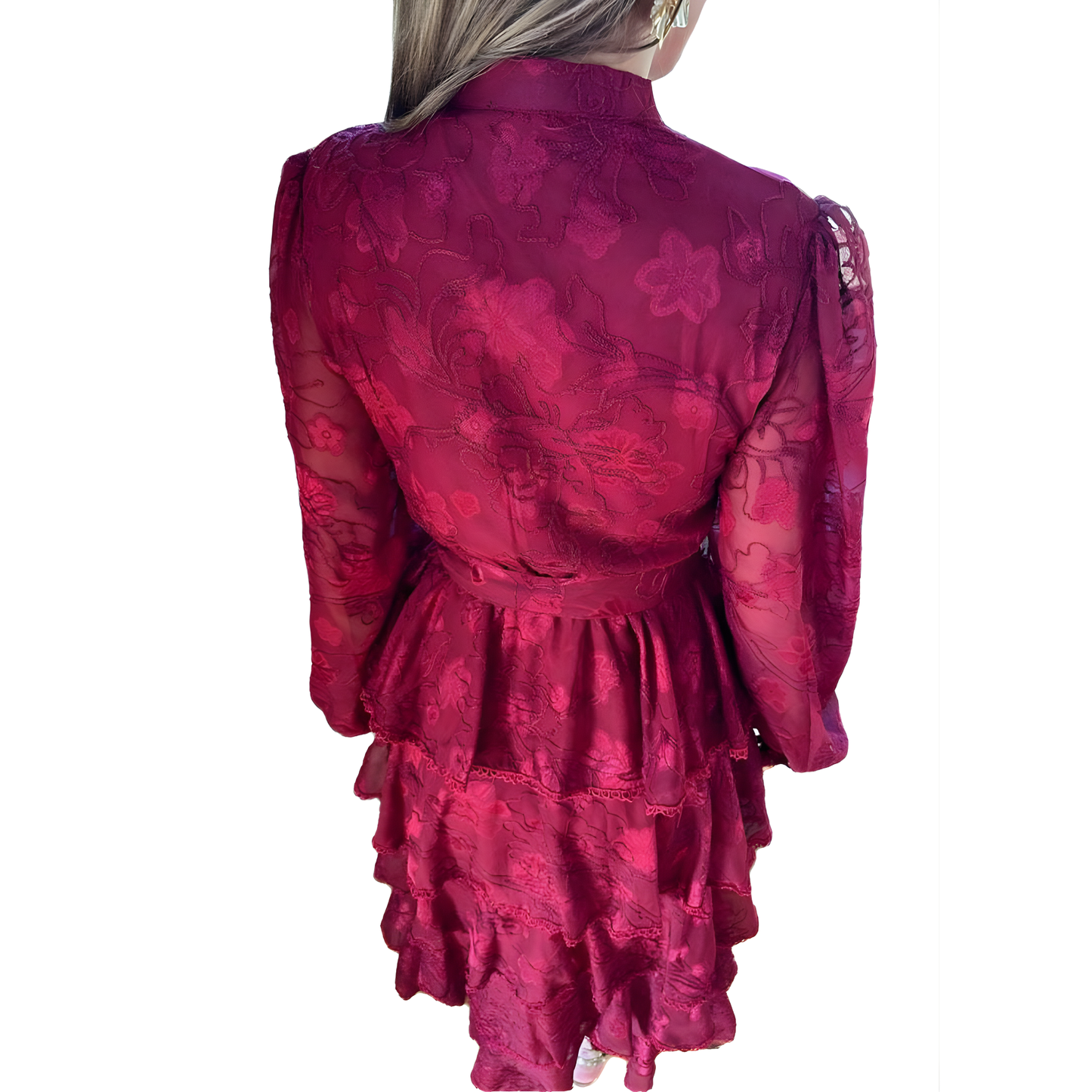 Scarlet Lace Tiered Maxi Dress
