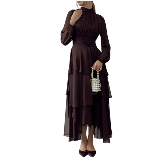 Mocha Cascade Maxi Dress