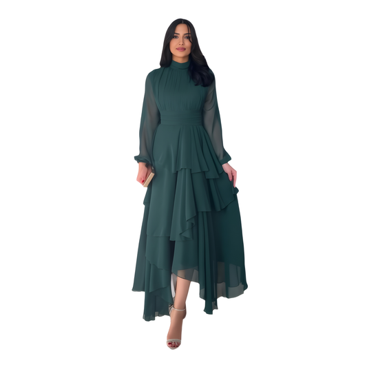 Emerald Elegance Layered Maxi Dress