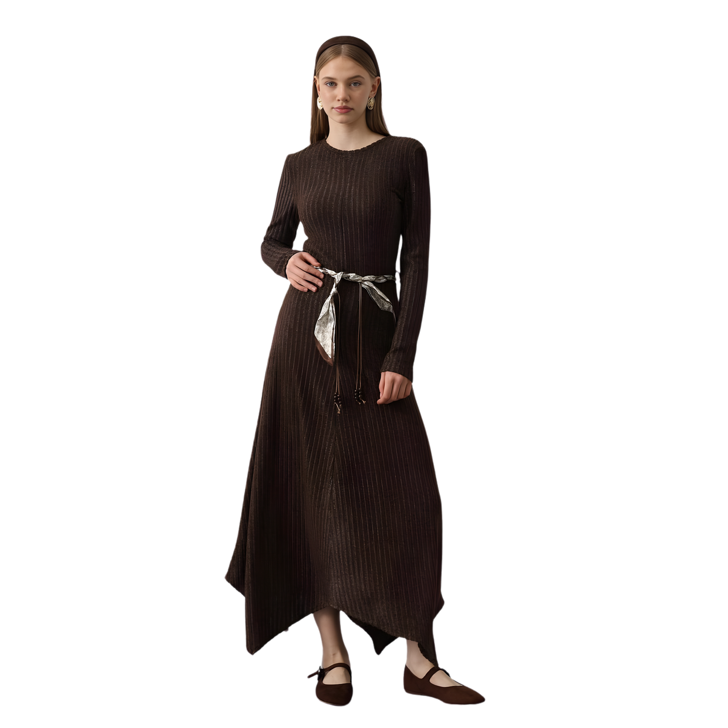 Mocha Ribbed Knit Maxi Dress