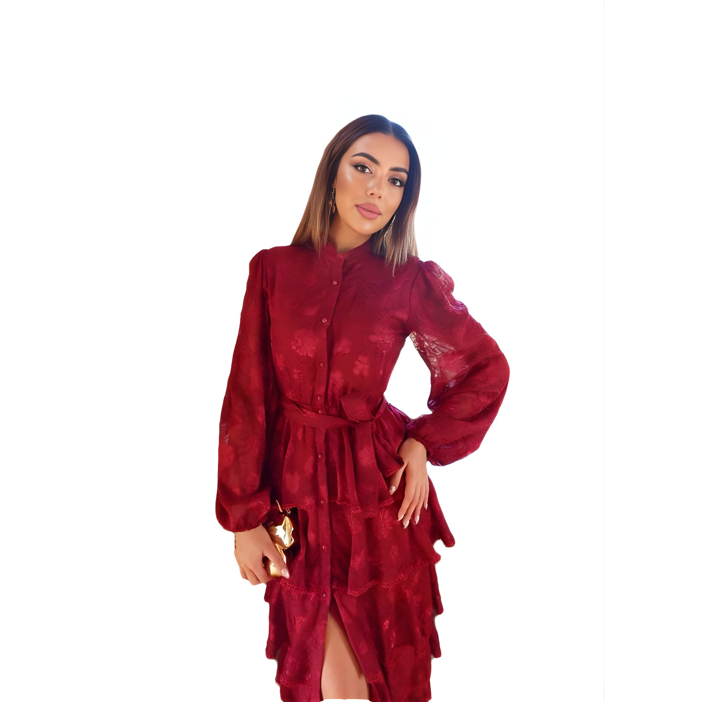 Scarlet Lace Tiered Maxi Dress