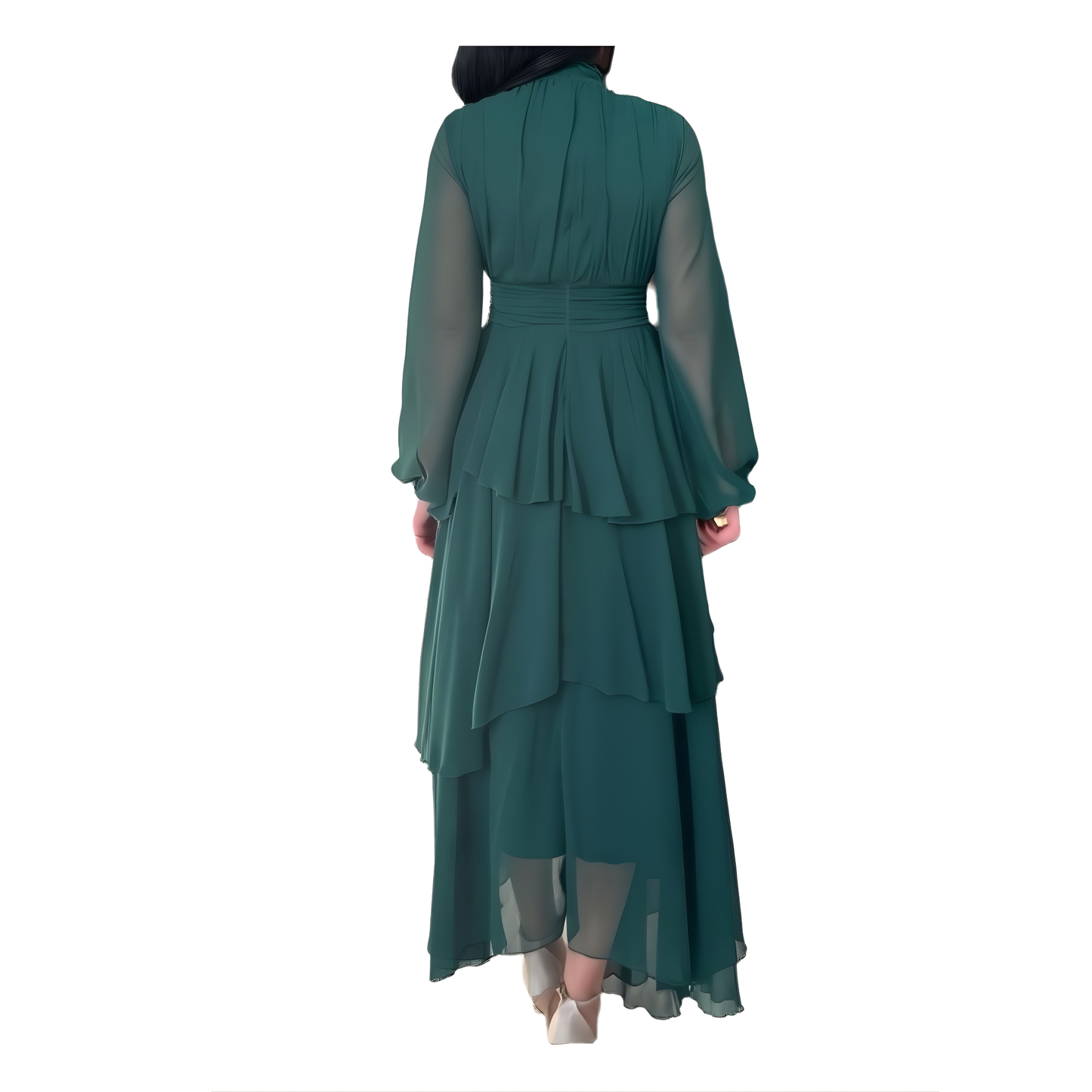 Emerald Elegance Layered Maxi Dress