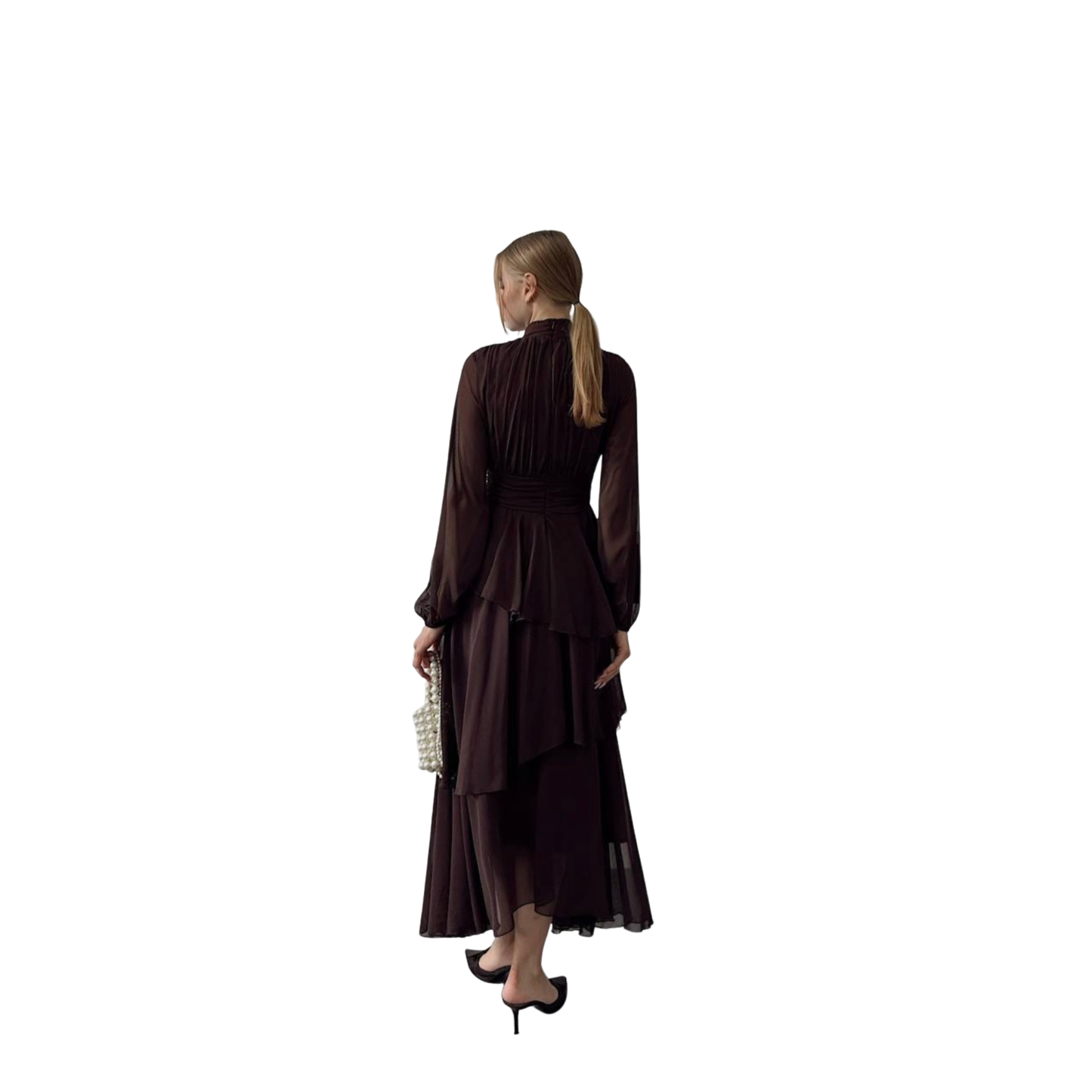 Mocha Cascade Maxi Dress