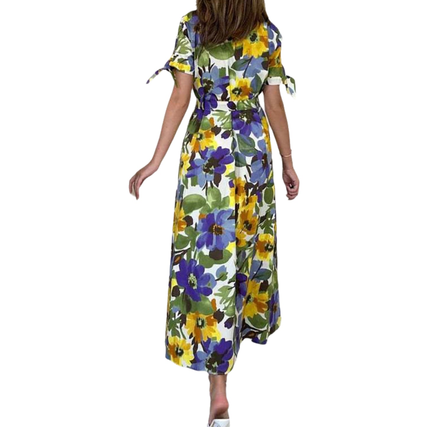 Marigold Floral Shirt Maxi Dress