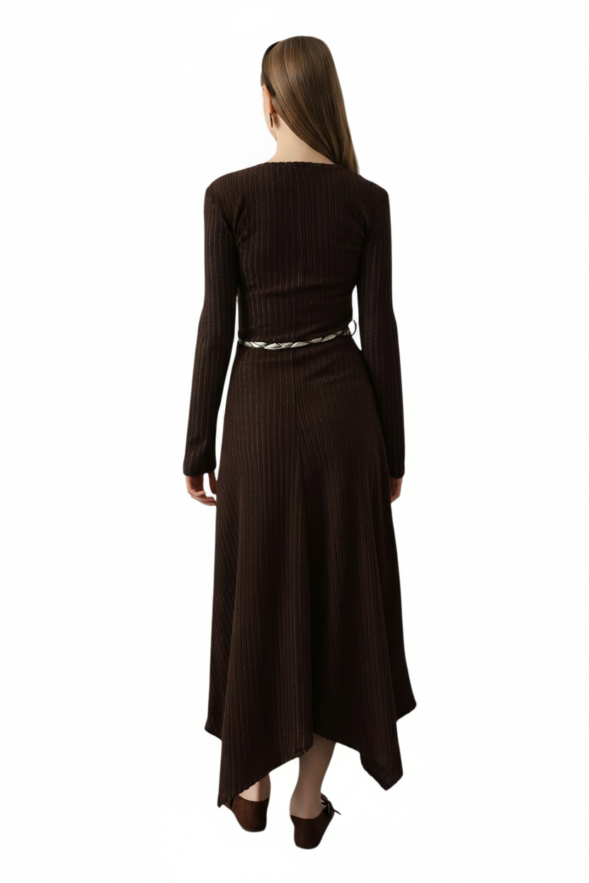 Mocha Ribbed Knit Maxi Dress
